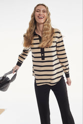 TWO-TONE STRIPED KNIT NOER POLO